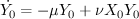 $ \dot{Y_0}=-\mu Y_0 + \nu X_0Y_0 $